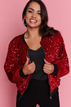 Lorraine Designs Jackets & Coats*Bling Red Sequins Jacket