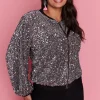 Lorraine Designs Jackets & Coats*Bling Silver Sequins Jacket