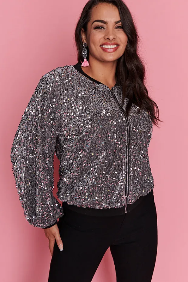Lorraine Designs Jackets & Coats*Bling Silver Sequins Jacket