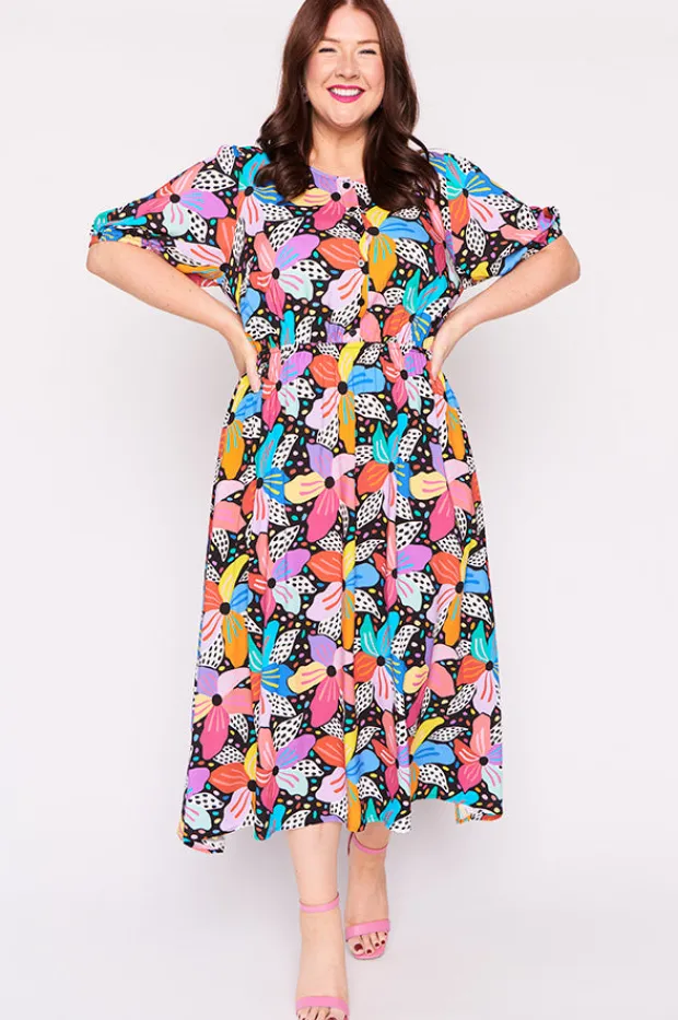 Lorraine Designs Casual Dresses | Fit & Flare Dresses*Bronwyn Rainbow Hibiscus Dress
