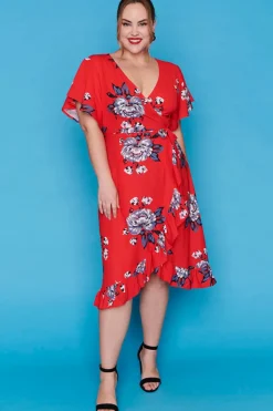 Little Party Dress Fit & Flare Dresses | Cocktail Dresses*Cassandra Red Floral Wrap Dress