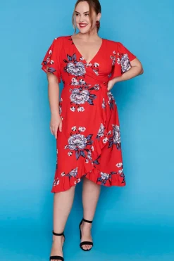 Little Party Dress Fit & Flare Dresses | Cocktail Dresses*Cassandra Red Floral Wrap Dress