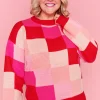 Lorraine Designs Knits & Cardigans*Check Mate Pink and Red Knit