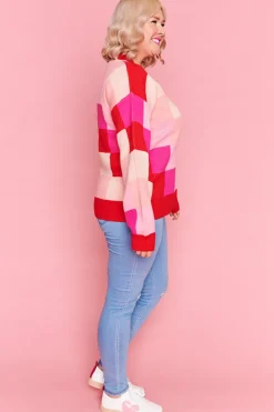 Lorraine Designs Knits & Cardigans*Check Mate Pink and Red Knit