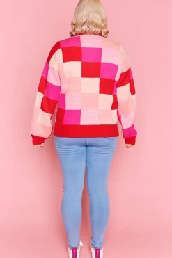 Lorraine Designs Knits & Cardigans*Check Mate Pink and Red Knit
