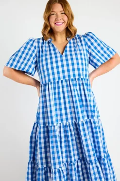 Lorraine Designs Loose Dresses | Midi Dresses*Clara Cobalt Gingham Dress