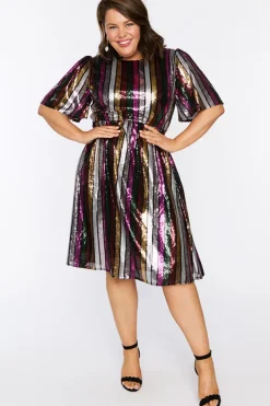 Lorraine Designs Sequin Dresses | Cocktail Dresses*Clare Berry Stripe Sequin Dress