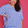 Label of Love Tops*Clio Blue Check Blouse