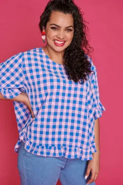 Label of Love Tops*Clio Blue Check Blouse