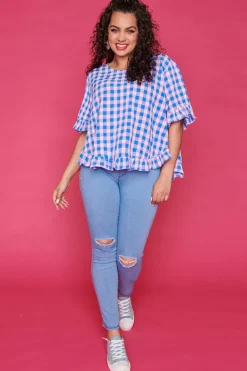 Label of Love Tops*Clio Blue Check Blouse