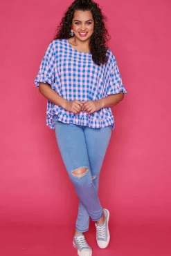 Label of Love Tops*Clio Blue Check Blouse