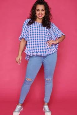 Label of Love Tops*Clio Blue Check Blouse