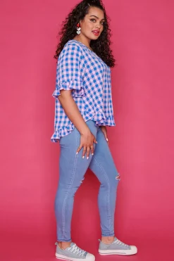 Label of Love Tops*Clio Blue Check Blouse