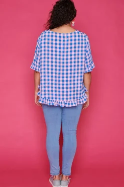 Label of Love Tops*Clio Blue Check Blouse