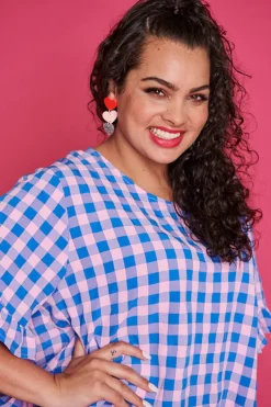 Label of Love Tops*Clio Blue Check Blouse