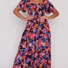 Lorraine Designs Casual Dresses | Off The Shoulder Dresses*Coco Tropical Crush Shirred Bodice Dress