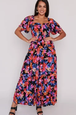 Lorraine Designs Casual Dresses | Off The Shoulder Dresses*Coco Tropical Crush Shirred Bodice Dress