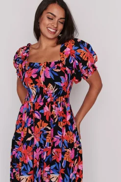 Lorraine Designs Casual Dresses | Off The Shoulder Dresses*Coco Tropical Crush Shirred Bodice Dress