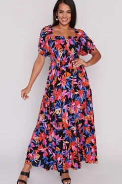 Lorraine Designs Casual Dresses | Off The Shoulder Dresses*Coco Tropical Crush Shirred Bodice Dress