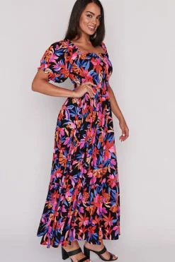 Lorraine Designs Casual Dresses | Off The Shoulder Dresses*Coco Tropical Crush Shirred Bodice Dress