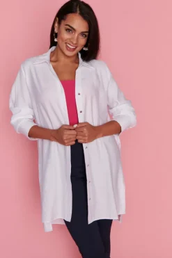 Lorraine Designs Tops | Shirt Dresses*Darcy White Long Shirt