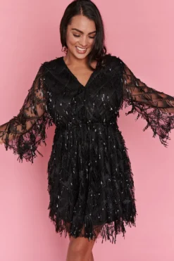 Lorraine Designs Sequin Dresses | Cocktail Dresses*Delilah Black Sequins Party Dress