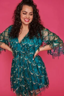 Lorraine Designs Fit & Flare Dresses | Sequin Dresses*Delilah Green Sequin Dress