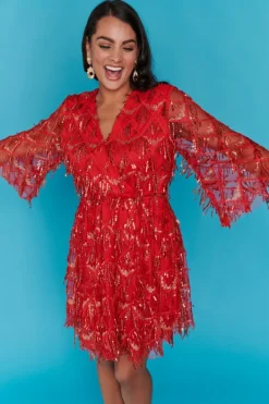 Lorraine Designs Sequin Dresses | Cocktail Dresses*Delilah Red Sequins Party Dress
