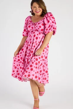 Lorraine Off The Shoulder Dresses | Cocktail Dresses*Demi Pink Multi Spot Dress