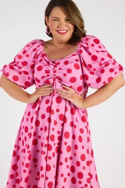 Lorraine Off The Shoulder Dresses | Cocktail Dresses*Demi Pink Multi Spot Dress