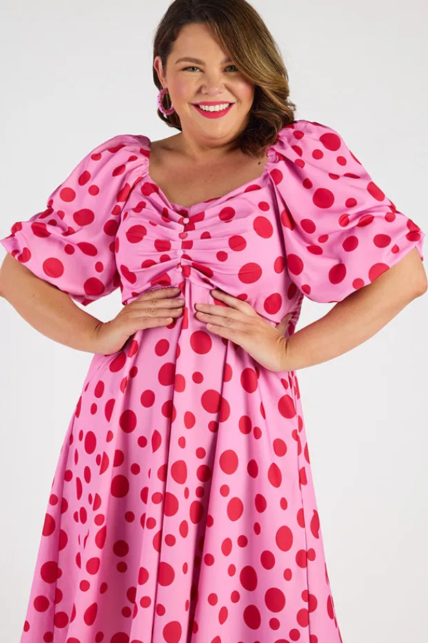 Lorraine Off The Shoulder Dresses | Cocktail Dresses*Demi Pink Multi Spot Dress