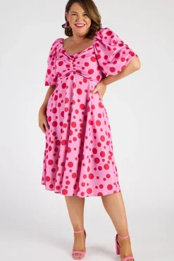 Lorraine Off The Shoulder Dresses | Cocktail Dresses*Demi Pink Multi Spot Dress