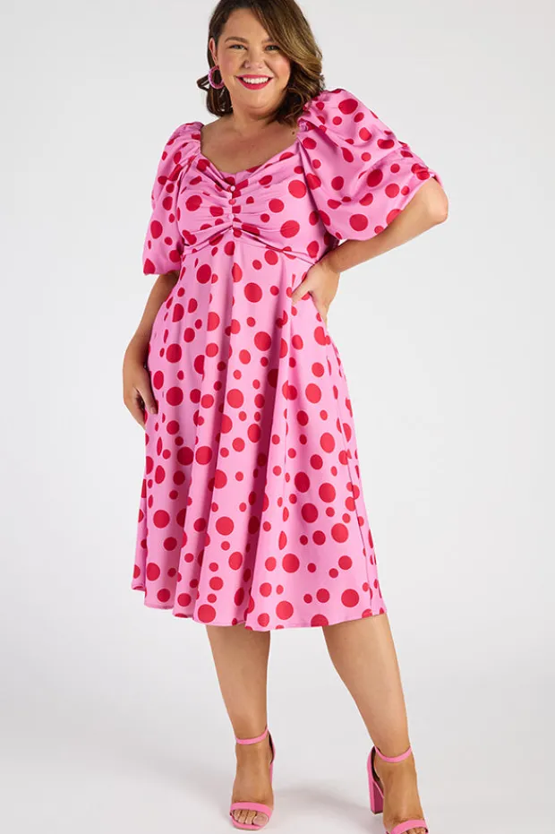 Lorraine Off The Shoulder Dresses | Cocktail Dresses*Demi Pink Multi Spot Dress