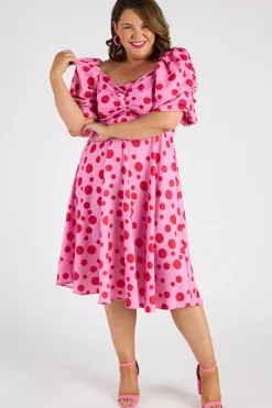 Lorraine Off The Shoulder Dresses | Cocktail Dresses*Demi Pink Multi Spot Dress