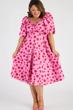 Lorraine Off The Shoulder Dresses | Cocktail Dresses*Demi Pink Multi Spot Dress