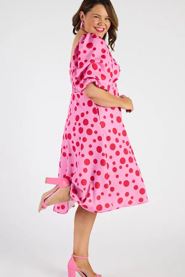 Lorraine Off The Shoulder Dresses | Cocktail Dresses*Demi Pink Multi Spot Dress