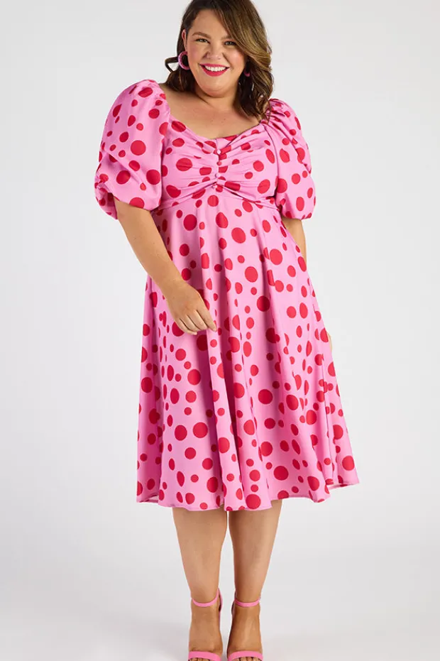 Lorraine Off The Shoulder Dresses | Cocktail Dresses*Demi Pink Multi Spot Dress