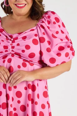 Lorraine Off The Shoulder Dresses | Cocktail Dresses*Demi Pink Multi Spot Dress