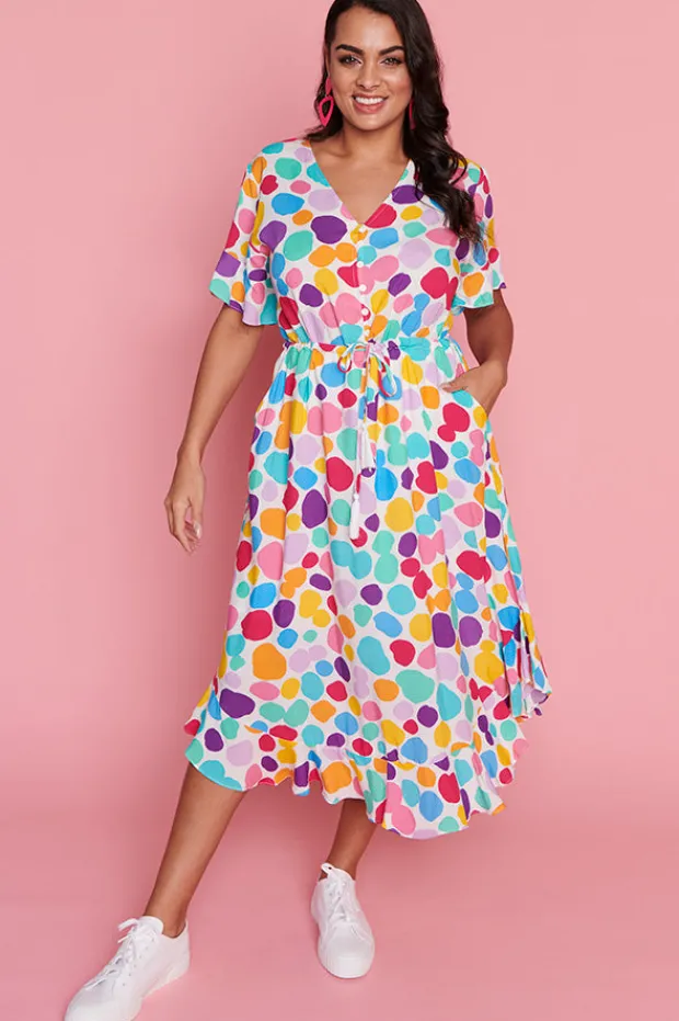 Little Party Dress Casual Dresses | Loose Dresses*Dionne White Rainbow Pebble Dress