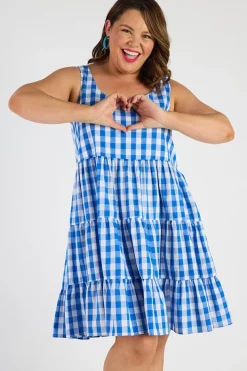 Lorraine Designs Knee Length Dresses | Mini Dresses*Dorothy Gingham Cobalt Dress