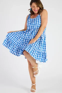 Lorraine Designs Knee Length Dresses | Mini Dresses*Dorothy Gingham Cobalt Dress