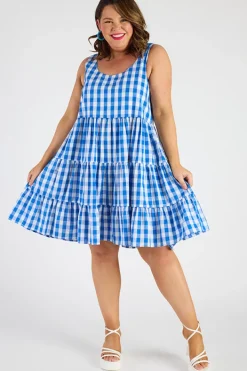 Lorraine Designs Knee Length Dresses | Mini Dresses*Dorothy Gingham Cobalt Dress