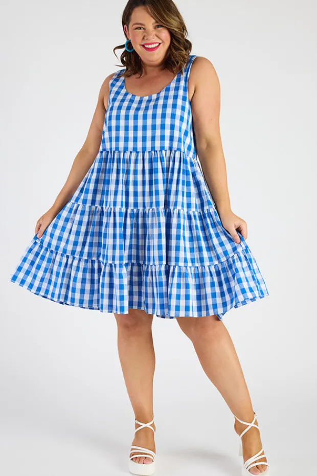 Lorraine Designs Knee Length Dresses | Mini Dresses*Dorothy Gingham Cobalt Dress