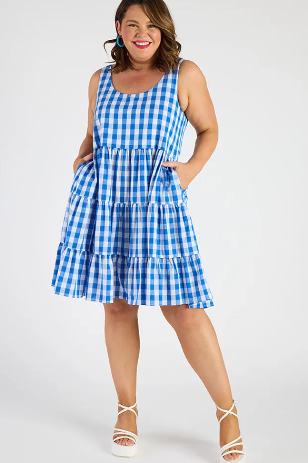 Lorraine Designs Knee Length Dresses | Mini Dresses*Dorothy Gingham Cobalt Dress