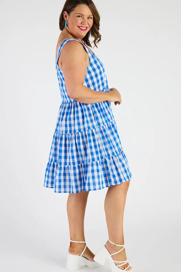 Lorraine Designs Knee Length Dresses | Mini Dresses*Dorothy Gingham Cobalt Dress