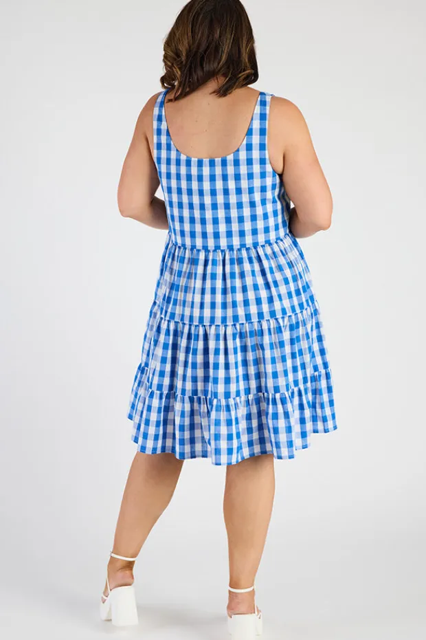 Lorraine Designs Knee Length Dresses | Mini Dresses*Dorothy Gingham Cobalt Dress