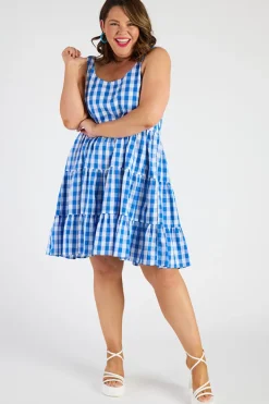 Lorraine Designs Knee Length Dresses | Mini Dresses*Dorothy Gingham Cobalt Dress