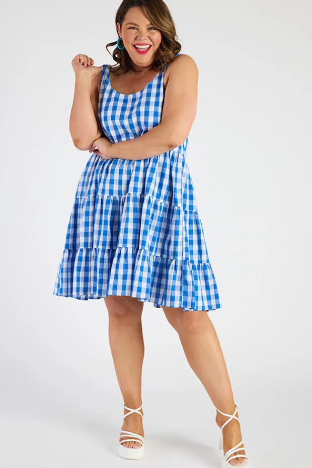 Lorraine Designs Knee Length Dresses | Mini Dresses*Dorothy Gingham Cobalt Dress