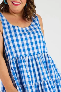 Lorraine Designs Knee Length Dresses | Mini Dresses*Dorothy Gingham Cobalt Dress