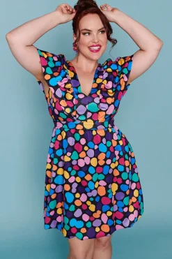 Lorraine Designs Casual Dresses | Fit & Flare Dresses*Eleanor Rainbow Pebble Spots Party Dress